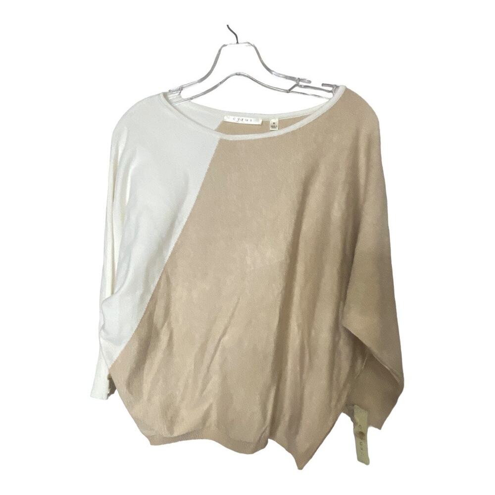 Cyrus Knits Women's Size Medium Bone Cream Oat Tan Long Sleeve Blouse NWT